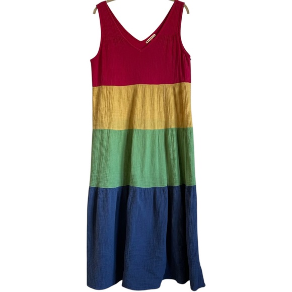 Marine Layer Corinne Rainbow Maxi Dress Size Large - Picture 5 of 12